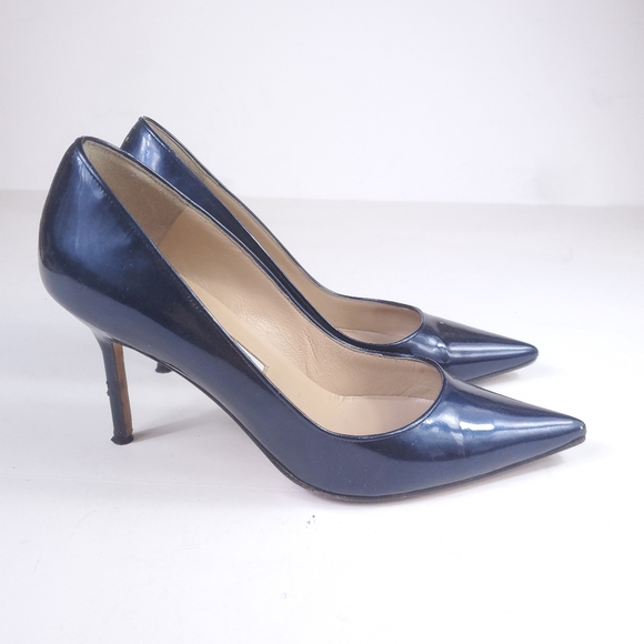 Manolo Blahnik Blue Patent Leather Heels - Picture 5 of 9